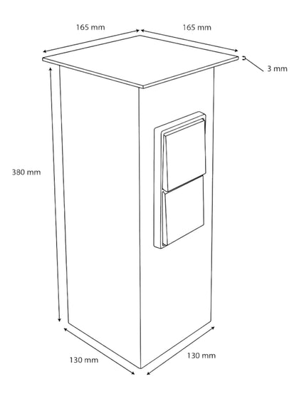 Technische Zeichnung mit Maßangaben in cm. 