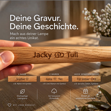 TIMBERCAN Akku LED Tischlampe aus Massivholz – Design Tischleuchte im Scandi Stil