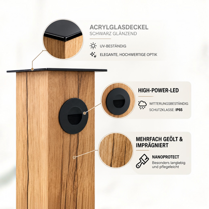 TIMBERCAN Design Gartenleuchte aus Massivholz – Smart LED Wegleuchte mit WLAN