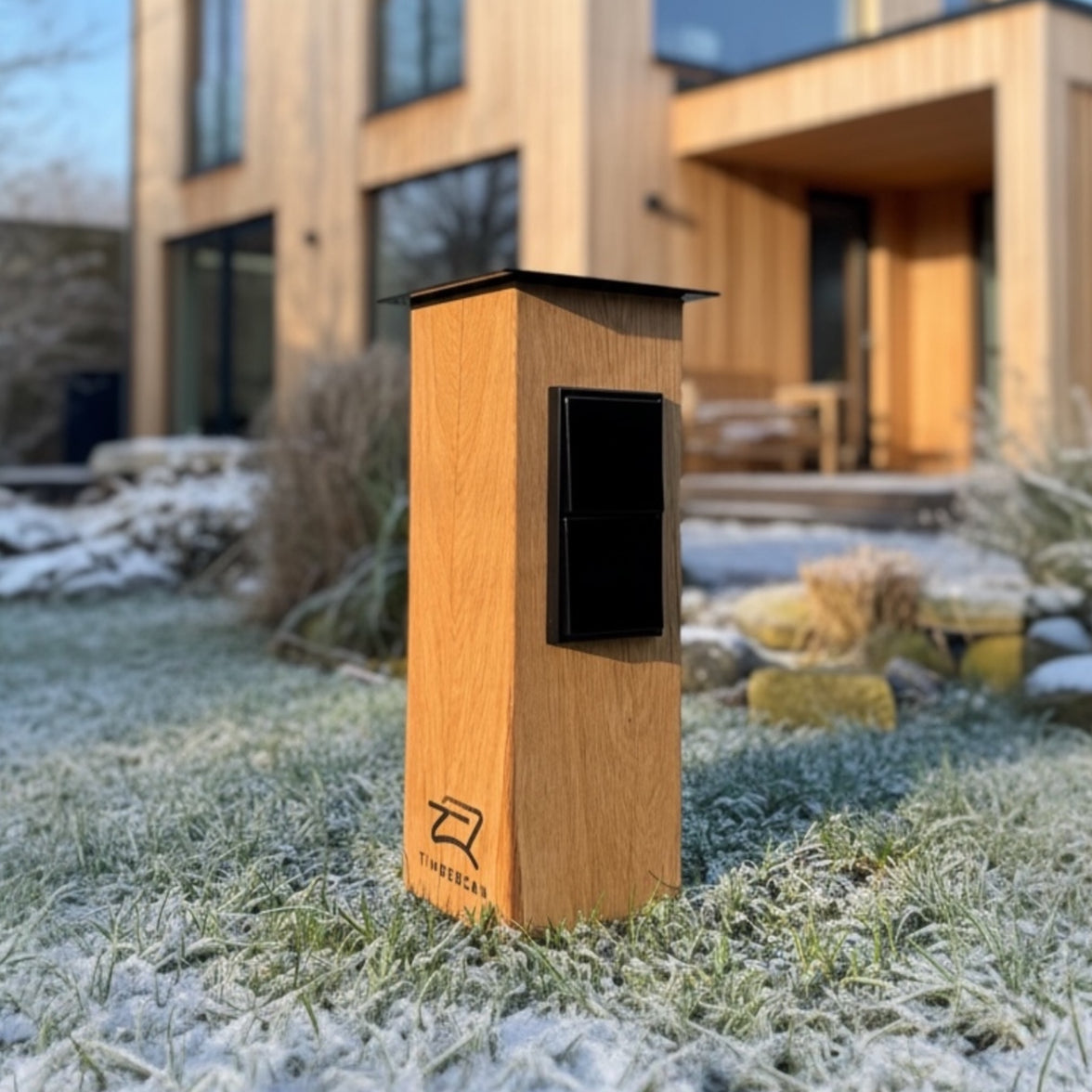 TIMBERCAN designer socket column made of solid wood – garden socket weatherproof &amp; stylish for outdoors