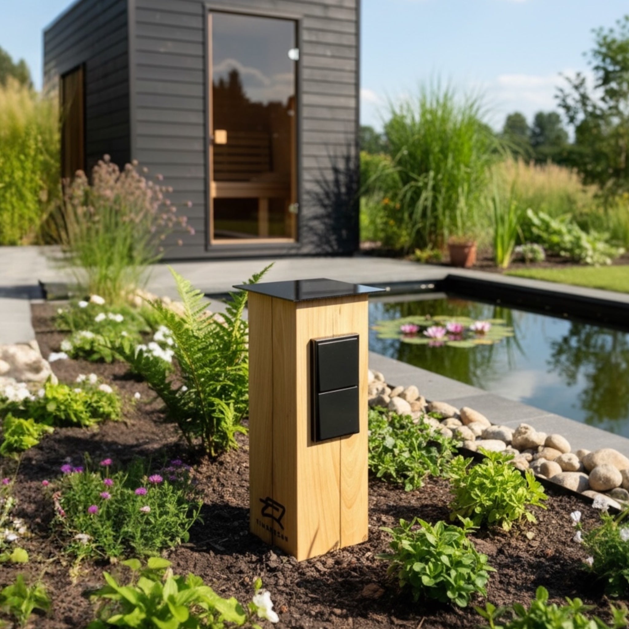 TIMBERCAN Design-Steckdosensäule aus Massivholz – Smart mit WLAN