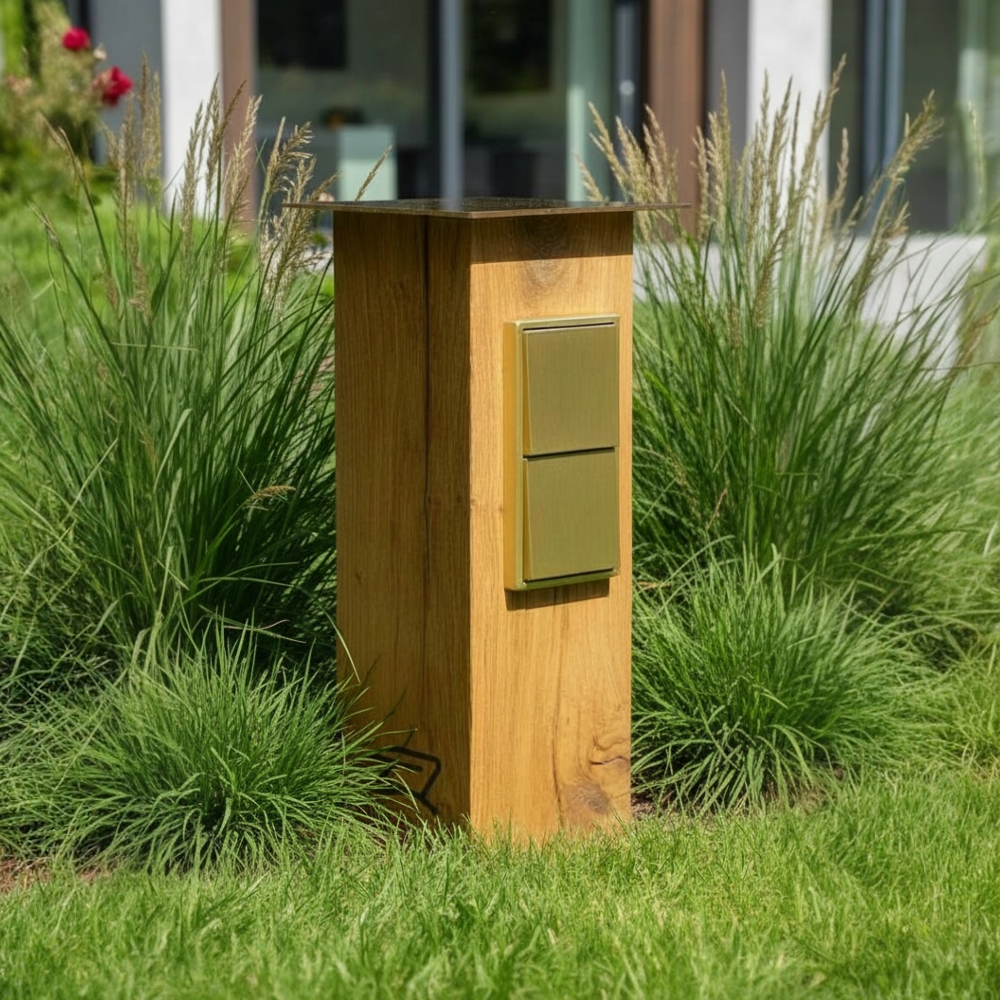 TIMBERCAN designer socket column made of solid wood – garden socket weatherproof &amp; stylish for outdoors
