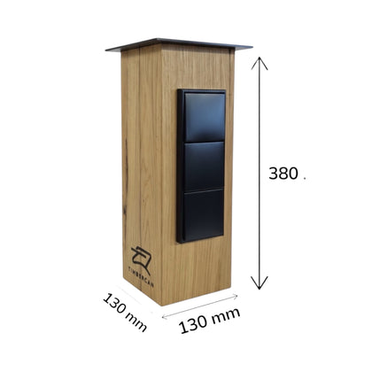 TIMBERCAN Design Gartensteckdose 3-fach aus Massivholz – Steckdosensäule für Garten & Terrasse