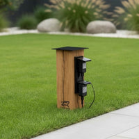 TIMBERCAN Design Gartensteckdose 3-fach aus Massivholz – Steckdosensäule für Garten & Terrasse