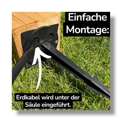 TIMBERCAN Design Gartensteckdose 3-fach aus Massivholz – Steckdosensäule für Garten & Terrasse
