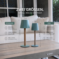 TIMBERCAN Mini Akku LED Tischlampe aus Massivholz – Kompakte Design Tischleuchte im Scandi Stil