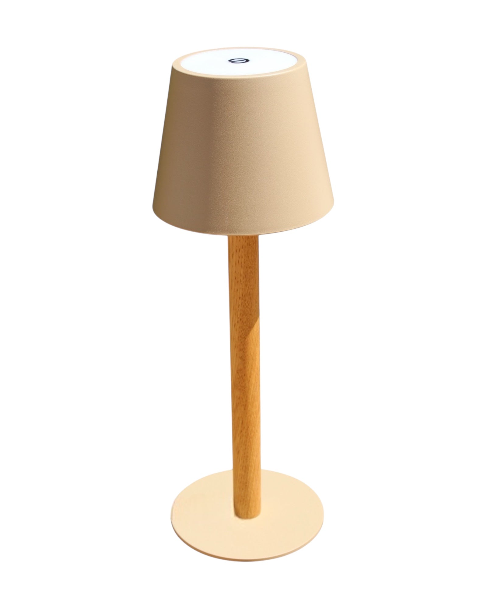 TIMBERCAN Akku-Tischlampe in Beige aus Massivholz - kabellose, dimmbare Design-Leuchte für Indoor und Outdoor
