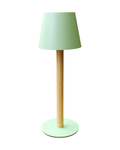 TIMBERCAN Akku-Tischlampe in Mintgrün aus Massivholz - kabellose, dimmbare Design-Leuchte für Indoor und Outdoor
