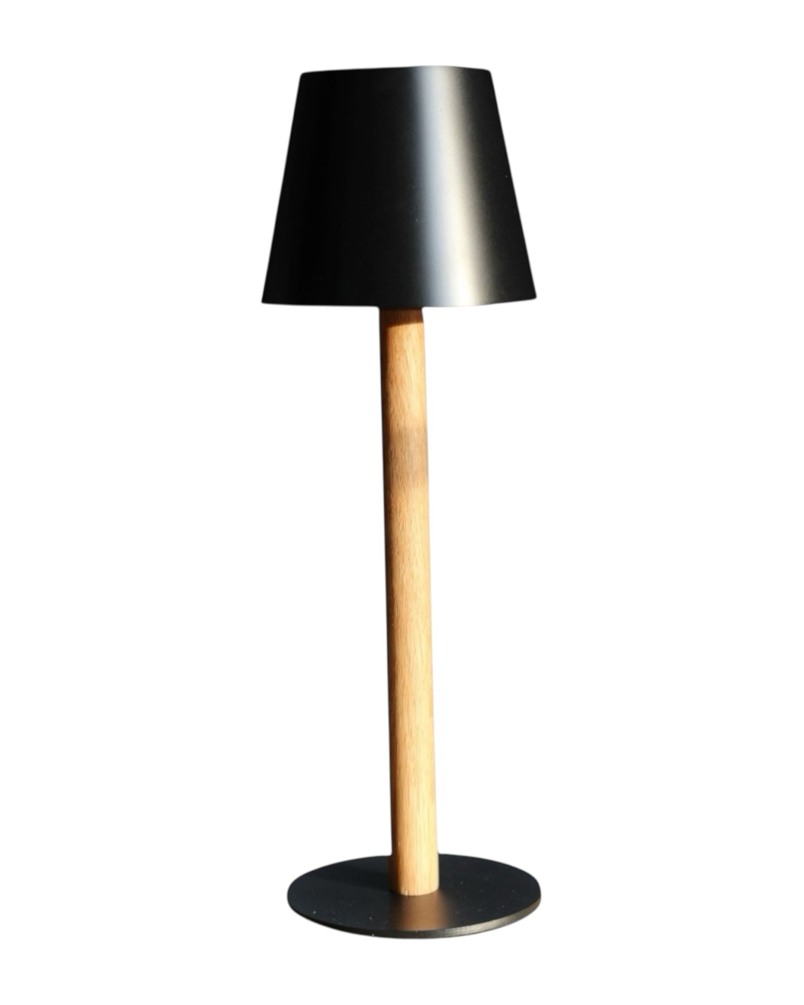 TIMBERCAN Akku-Tischlampe in Schwarz aus Massivholz - kabellose, dimmbare Design-Leuchte für Indoor und Outdoor