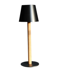 TIMBERCAN Akku-Tischlampe in Schwarz aus Massivholz - kabellose, dimmbare Design-Leuchte für Indoor und Outdoor