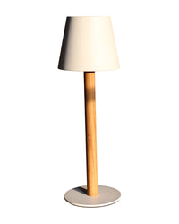 TIMBERCAN Akku-Tischlampe in Weiß aus Massivholz - kabellose, dimmbare Design-Leuchte für Indoor und Outdoor