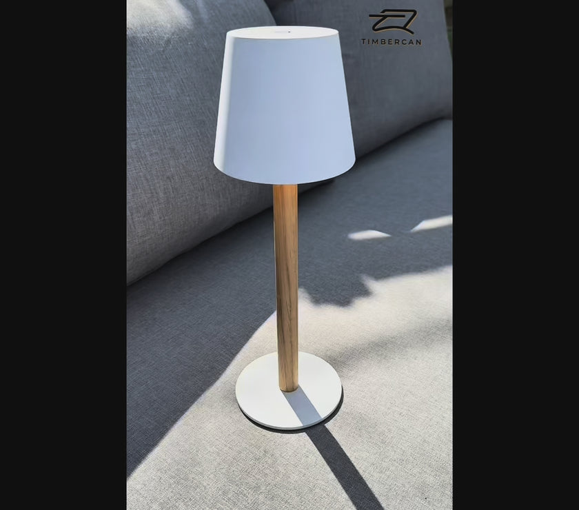TIMBERCAN Akku-Tischlampe aus Massivholz – Design-Leuchte kabellos & dimmbar für Indoor & Outdoor